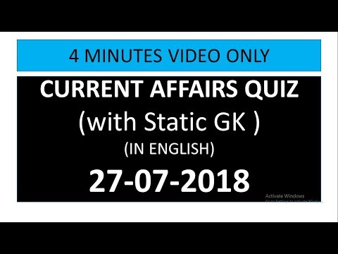 27 July 2018 Current Affairs || Daily Current Affairs In English with Static GK By Study Master