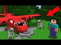 Minecraft NOOB vs PRO : NOOB SEEK OLD PLANE WHICH FALL 10 YEARS AGO IN STRANGE FOREST! 100% trolling