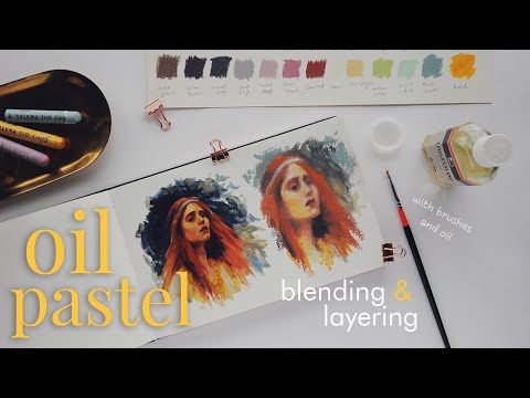 oil pastel portrait drawing, blending with a brush & linseed oil | Mungyo Gallery Soft Pastels