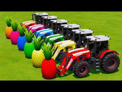 LOAD AND TRANSPORT GIANT PINEAPPLES WITH MASSEY FERGUSON TRACTORS - Farming Simulator 22