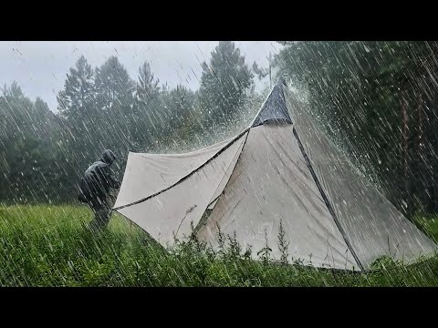 A RAIN STORM IS COMING‼️ CAMPING IN HEAVY RAIN 🌧 VERY HEAVY RAIN CAMPING ‼️