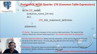 PostgreSQL WITH Queries  | Postgres CTE | Common Table Expressions in PostgreSQL | WITH Clause VD#14