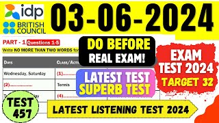 IELTS Listening Practice Test 2024 with Answers | 03.06.2024 | Test No - 457