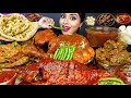 ASMR Eating Spicy Prawn Masala Mutton Bhuna Kashmiri Chicken Curry Fish Fry Rice ASMR Eating Mukbang