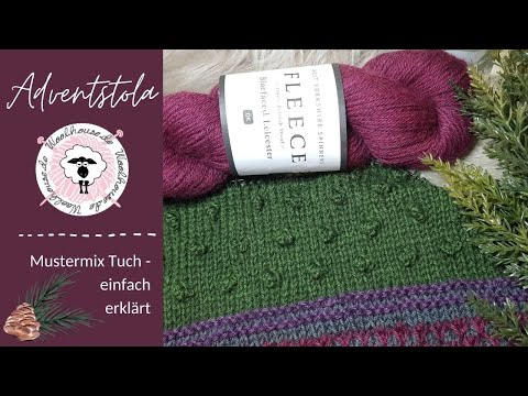 Pattern mix scarf / Advent stole / bobble pattern knitting / Part 11