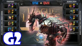 Qlimax Crew vs Symphony Game 2 | 2015 Oceanic Challenger Series pre-season W2D1 | QMX vs SYM G2 Qlimax Crew vs Symphony Game 2 | 2015 Oceanic Challenger Series pre-season W2D1 | QMX vs SYM G2