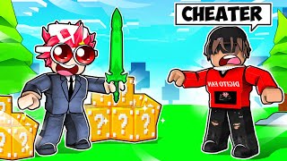 I Secretly CHEATED Using HUGE LUCKY BLOCKS  Roblox Bedwars