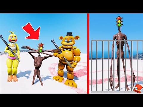 Can the Animatronics CAPTURE TRAFFIC LIGHT HEAD? (SIREN HEAD) (GTA 5 Mods FNAF RedHatter)