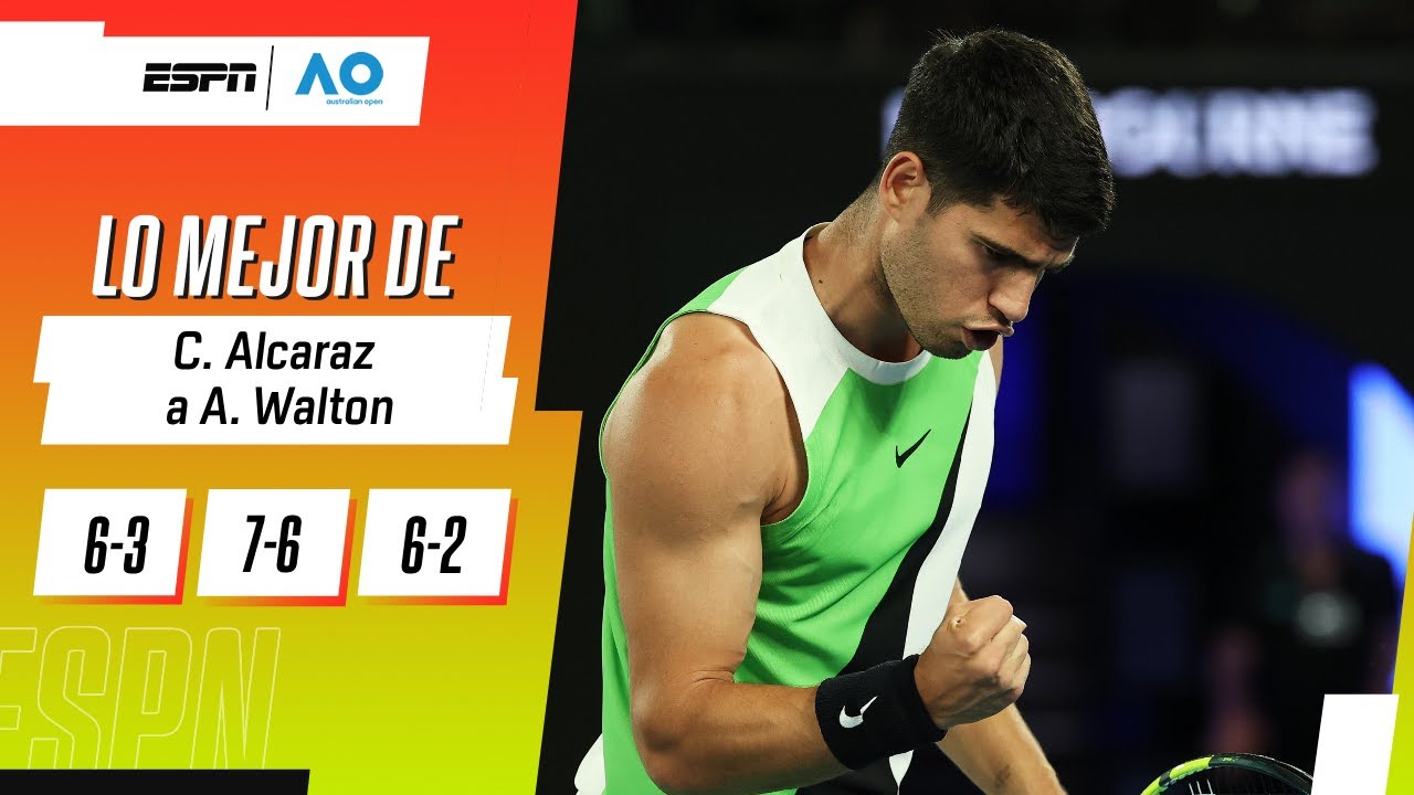 ALCARAZ VENCIÓ EN SETS CORRIDOS A WALTON Y SE CANDIDATEA FUERTE EN AUSTRALIA | RESUMEN