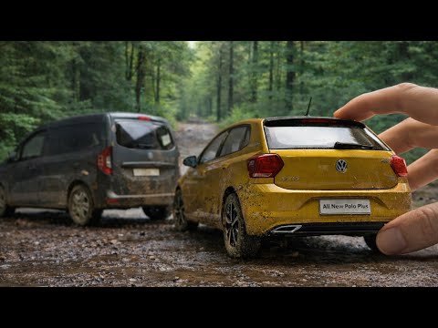 Will They Stay on the Road? 1:18 Mercedes-Benz Citan and Volkswagen Polo Diecast Model Cars Mud Test