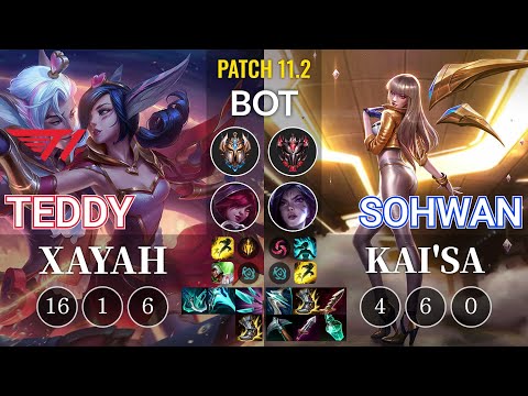 T1 Teddy Xayah vs SoHwan Kai'Sa Bot - KR Patch 11.2