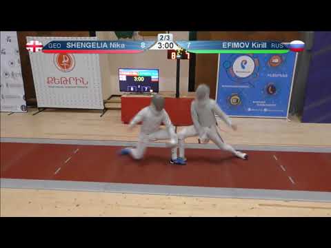 FE 2018 T32 13 M S Individual Yerevan ARM U23 European Championships RED EFIMOV RUS vs SHENGELIA GEO