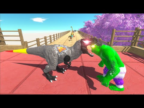 SILVER SUPERMAN T-REX VS HULK GORO DEATH RUN MAPLE FOREST - Animal Revolt Battle Simulator