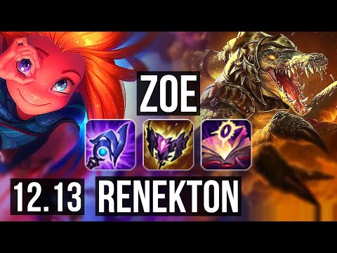 ZOE vs RENEKTON (MID) | Legendary, 700+ games, 12/4/8 | KR Master | 12.13