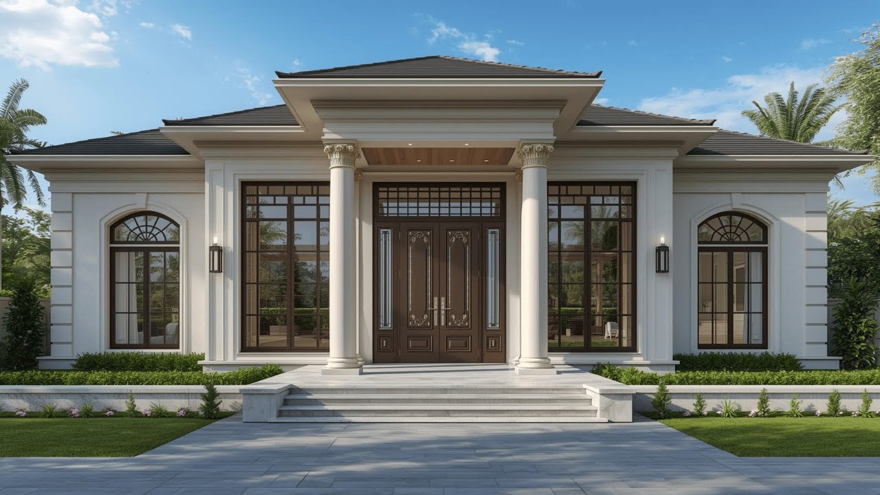 Luxury Mansion Front View | Modern Elegance & Beautiful Garden | AI-Generated Realistic Design