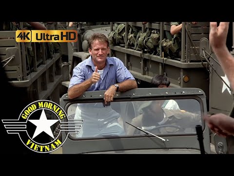 Good Morning Vietnam  Adrian Entertain The Soldiers At A Traffic Jam 2/2 4K HDR