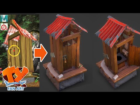 Autodesk Maya 2020, Zbrush, Painter - Stylized Outhouse - Ty Fan Art