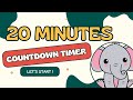ELEPHANT COUNTDOWN ! 20:00 🐘 timer from 20 minutes to zero in minutes and seconds / 1.200"' - 0