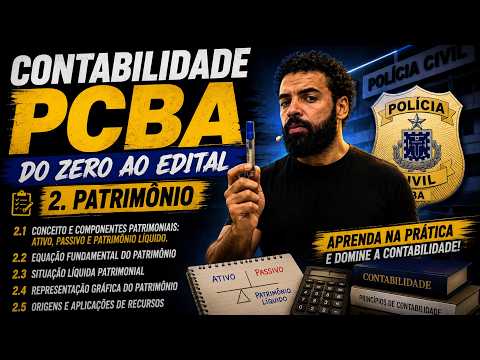 CONCURSO PCBA | PATRIMÔNIO NA CONTABILIDADE: Ativo, Passivo, PL e Equação Patrimonial