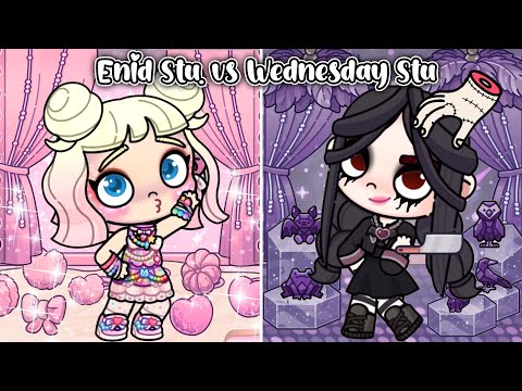 Enid Stu. vs Wednesday Stu. Night Routine🩷💜 | Avatar World | Pazu