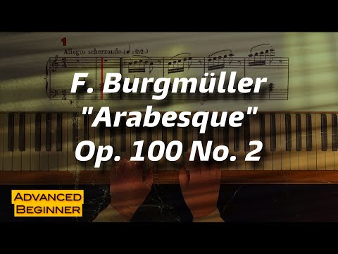 F.  Burgmüller: Arabesque Op. 100 No. 2, Slow Motion Piano Tutorial