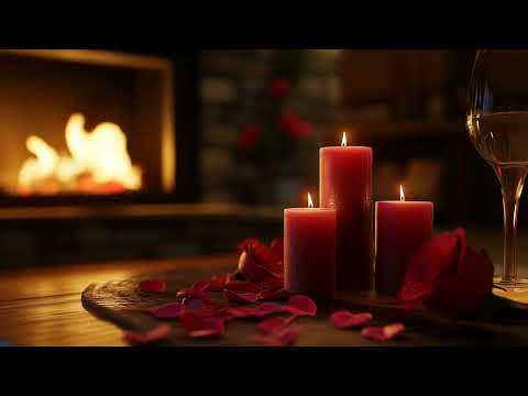 Romantic Fireplace with Candles & Roses 🌹🕯️🔥 | 10 Hours of Cozy Crackling Fire Sounds