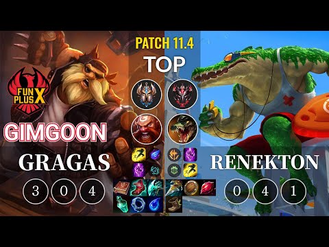FPX GimGoon Gragas vs Renekton Top - KR Patch 11.4