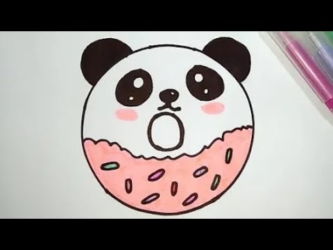 HOW TO DRAW A CUTE PANDA DONUT, DRAW EASY CUTE THINGS