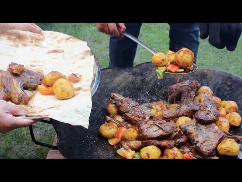 ШАШЛЫК из БАРАНИНЫ на САДЖЕ  🔥 с картофелем и овощами 🥔🌶️ от Жоржа