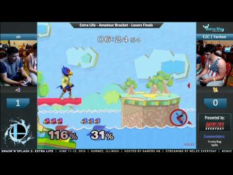 Smash'N'Splash 2: Extra Life - oh (Falco) vs. E2C | Yankee (Fox) - SSBM - Am Losers Finals