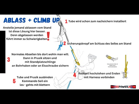 Ablass und Climb-Up Technik für sicheres abseilen und wieder hinauf klettern