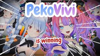 Vivi Use the Goal, Pekora Distracted, & Sneanky Hug Finally Succeeded【PekoVivi】