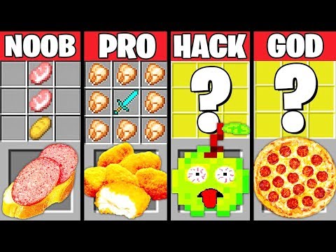 Minecraft Battle: SUPER FAST FOOD CRAFTING CHALLENGE - NOOB vs PRO vs HACKER vs GOD ~ Animation