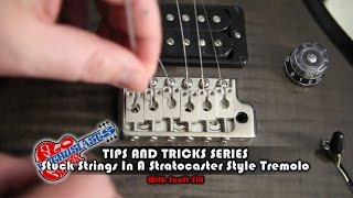 How To Fix Stuck Guitar Strings in a Stratocaster Style Tremolo - Tips and Tricks by Scott Sill