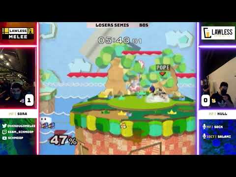 MF | Sora (Falco) vs Mangos Friend | null (Fox) - Losers Semis - Lawless Melee #1