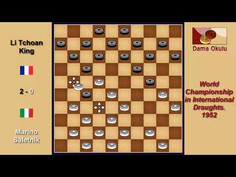 Marino Saletnik (ITA) - Li Tchoan King (FRA). Draughts World Championship. 1952.