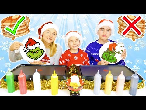 PANCAKE ART CHALLENGE 8 !!! - Mère VS Fils : Le Grinch, Sapin de Noël, Père Noël ...