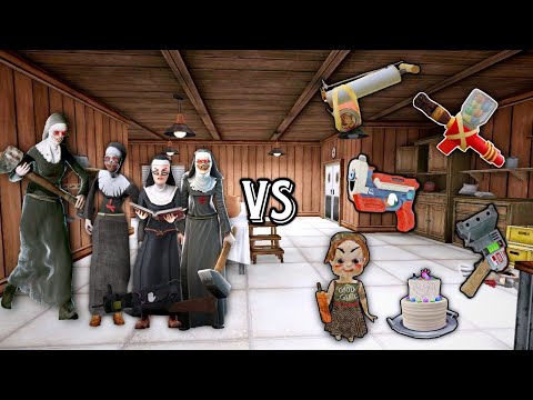 Evil Nun Vs Unlimited Weapons In Keplerians Games | Evil Nun 1-2 & The Broken Mask And Ice Scream 8