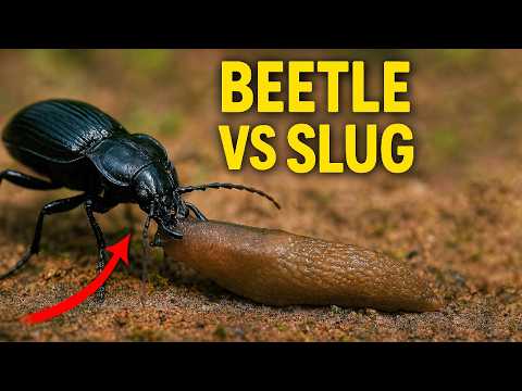 Ground Beetle attacks Slug in Mozambique