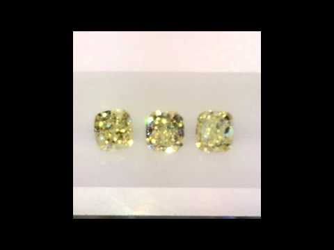 2 carat Cushion Cut Fancy Yellow Diamonds Comparison