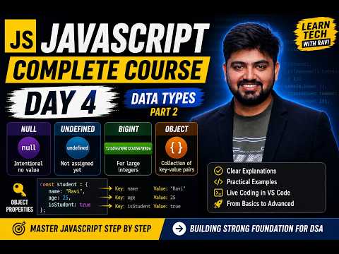 Day 4 Javascript Data Types Part 2 Null Undefined Bigint Objects Dsa With Javascript