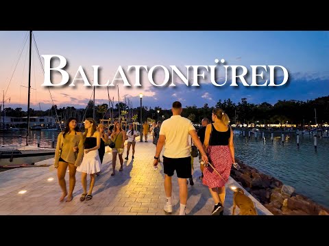 Walking in Balatonfüred at Blue Hour – Promenade & Pier Tour 🌅🚶‍♂️| Slow Walks & Travel
