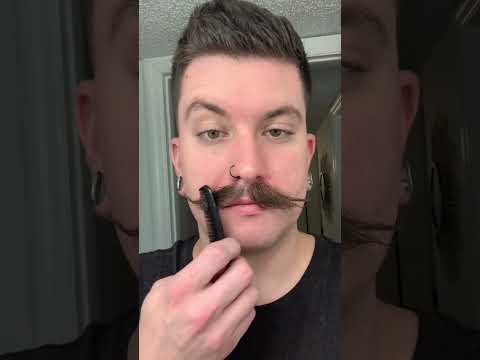 How to trim a handlebar mustache. Putting in mustache wax first helps a lot.
