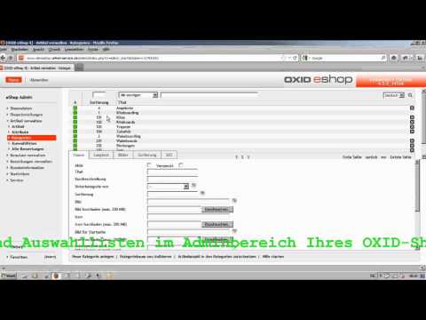 OXID Artikeleditor | Aufgaben im OXID-Adminbereich