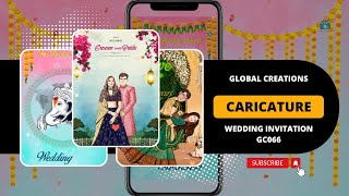 Caricature Wedding Invitations Indian | GC066 | Caricature Wedding invites