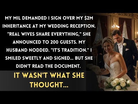 My Mother-in-Law Demanded I Sign Over My $2M Inheritance at My Wedding. I Said Of Course" and Smiled