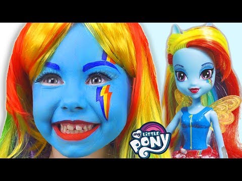 Alice Smile as a Rainbow Dash My Little Pony play with doll Equestria Girl