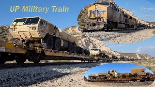 Downhill UP Military Train meets uphill BNSF Stack Train at Cajon Pass!