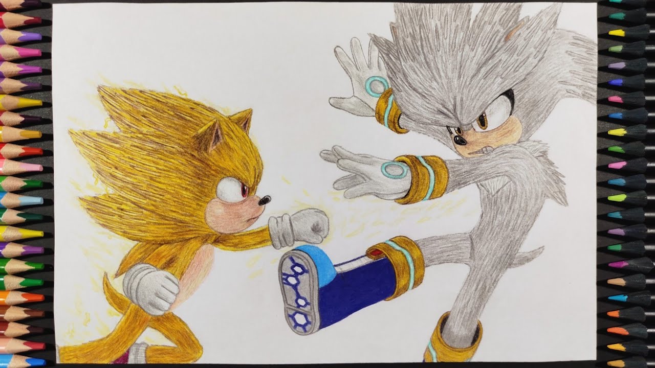 Dibujo a Super Sonic vs Silver | Sonic 4 La película | Drawing Super Sonic vs Silver