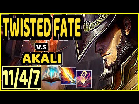T1 FAKER (TWISTED FATE) vs AKALI - 11/4/7 KDA MID GAMEPLAY - KR Ranked MASTER